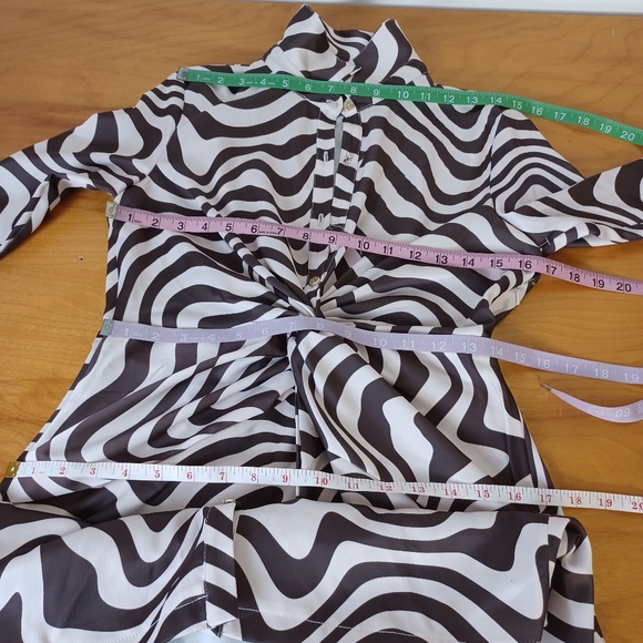 River Island Swirl Wavy Cream Brown Shirt Dress 6 See Pics for SmallDefects NWOT - Picture 15 of 16